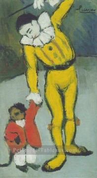  clown Tableaux - Clown au singe 1901 cubisme Pablo Picasso